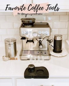 a coffee machine sitting on top of a kitchen counter