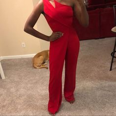 Custom Red Jumpsuit. Only Wore For Photoshoot. Brand New Red Jumpsuits And Rompers For Night Out, Elegant Red Jumpsuits And Rompers For Date Night, Red Jumpsuit, Lady In Red, New Color, Pant Jumpsuit, Jumpsuit Romper, Rompers, Pants For Women