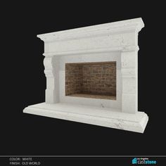 an image of a white fireplace with bricks on it