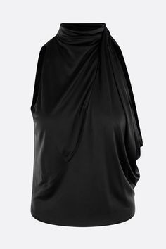 Versace's sleeveless top crafted in black sustainable viscose with drape. Featuring halterneck, slanted cut-out at chest, back hook-and-eye / slanted invisible zip closure, straight hem and lined interior.Gender: WomenMaterial: 100% VISCOSESCOSE, 100% VISCOSESCOSEColor: BlackMade in: ITProduct ID: 10100241A005721B000*Import tax/duty will be calculated at checkout (If applicable) Versatile Viscose Tops For Evening, Versatile Halter Neck Top For Evening, Draped Evening Tops For Summer, Draped Tops For Summer Evenings, Summer Evening Draped Tops, Draped Evening Tops, Summer Evening Viscose Top, Versatile Sleeveless Evening Top, Black Sleeveless Viscose Top