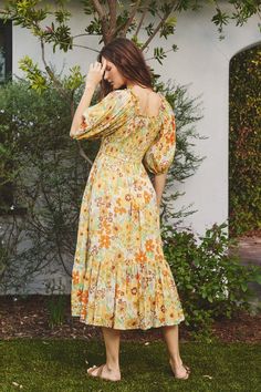 Floral Print Midi Dress, Print Midi Dress, Printed Midi Dress, Hello There, Spring Garden, Summer Of Love, Modern Fashion, Square Neckline, Puff Sleeves