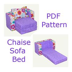 three different styles of children's chair and bed with the words, chaise sofa bed