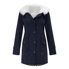 Women's Warm Hooded Thick Padded Outerwear Big Collar Jackets Size: XXXXXL.  Color: Blue.  Gender: female.  Age Group: adult. Autumn Jacket Women, Black Fleece Jacket, Fleece Jacket Womens, Big Collar, Autumn Clothes, Padded Coat, Black Fleece, Womens Fleece, Parka Jacket