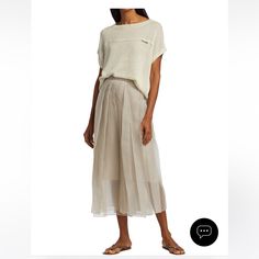 Brunello Cucinelli Pleated Organza Midi-Skirt Banded Waist Pull-On Style Lining: 100% Silk 100% Silk Dry Clean Made In Italy Size & Fit About 35" Long Model Measurements: 5'10" Tall Model Is Wearing A Us Size 4 Organza Midi Skirt, Pleated Organza, Organza Overlay, Tulle Maxi Skirt, Silk Midi Skirt, Silk Maxi Skirt, Tulle Midi Skirt, Casual Luxury, Leather Midi Skirt