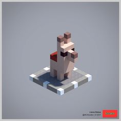 a low poly model of a man sitting on top of a blocky stone platform