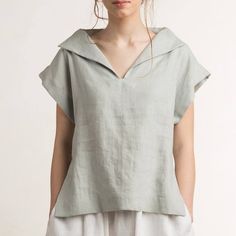 Spring Linen Tops In Solid Colors, Linen Tops For Spring, Summer Ramie Blouse, Relaxed Fit Ramie Blouse, Summer Linen Tops In Flax Color, Solid Ramie Tops For Spring, Casual Ramie Top For Spring, Summer Linen Blouse In Flax Color, Summer Linen Blouse With Relaxed Fit