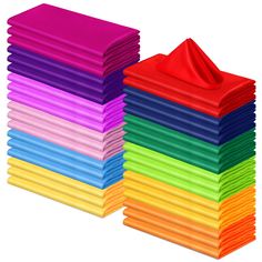 a stack of multicolored napkins sitting next to each other