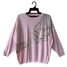 Vintage 90s Wildlife Wolf Sweatshirt Graphic Wolf Crewneck Wolf Brunny Tag Sweater Pullover Habitat Mountain Wolf Print Logo Pink Color ITEM DETAILS :  Please compare the manual measurement with your own body before buy. (All measurements were taken lying flat) ▪️ Width (armpit to armpit) :  27 inches /  68.5 cm ▪️ Length (shoulder to end of garment) : 26 inches / 66 cm Other Details :  ▪ Brunny Tag ▪ Acrylic ▪ Made In USA CONDITION  : ▪ Used ▪ Defect (refer picture) ▪ Refer Pictures For More De 90s Crew Neck Top For Winter, Vintage Style Oversized Sweatshirt, 90s Style Long Sleeve Sweater With Graphic Print, 90s Style Oversized Tops For Fall, Oversized 90s Crew Neck Sweater, 90s Oversized Crew Neck Sweater, 90s Style Relaxed Fit Winter Tops, Oversized Pink Vintage Tops, 90s Style Long Sleeve Spring Sweater