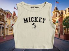 Mickey Crop Tank Mickey Shirt Disney Mickey Shirt Disney - Etsy Mickey Crop Top, Disney Tank Tops For Women, Disney Tanks For Women, Disney Crop Top, Disney Outfits For Teens, Disney Crop Tops, Disney Summer Outfits, Summer Disney Outfits, Cute Disney Fits