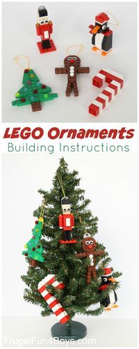 an ornament christmas tree made out of legos is shown with instructions to make it