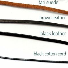 four different types of leathers are shown in this image, including black and brown