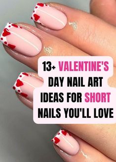 Nail Ideas For February, Valentines Day Manicure, Simple Short Nail Ideas, Best Short Nail Designs, Valentines Day Nails Simple, Nail Ideas Valentines Day, Nail Ideas Valentines