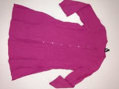 "Soft surface and rich color on this vintage linen tunic shirt jacket. The label is Eileen Fisher, fabric content 100% linen. Photographed un ironed. Natural slightly nubby linen surface, mid weight, color is a wonderful dark magenta pink - not quite as bright/ florescent looking as it photographed. Shape is slim tunic style with a skinny band collar and button front all the way down, deep side slits & long sleeve. Size is marked XS, shown on a 6mannequin, please go by measurements. Machine Linen Tunic Shirt, Dark Magenta, Magenta Pink, Linen Tunic, Tunic Style, Vintage Linen, Pink Linen, Tunic Styles, Band Collar