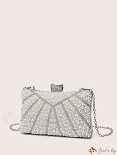 BirdinBag - Chic Faux Pearl Box Bag - Ideal Bridal Purse for Weddings, Proms & Parties Square Wedding Bag With Pearl Handle, White Square Clutch For Formal Occasions, Glamorous Rectangular Bags For Prom, Glamorous Rectangular Prom Bags, Wedding Bag With Pearl Handle In Silver, Wedding Shoulder Bag With Pearl Handle, Rectangular, Silver Rectangular Bag For Prom, Silver Rectangular Shoulder Bag For Wedding, Silver Rectangular Clutch For Prom