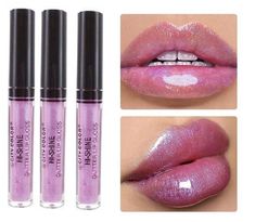 City Color Hi-Shine Glitter Holographic Lip Gloss Hydrating Glimmer Glow (3 PCS) Each order receives (3) 2.7ml bottles of this holographic lip gloss. Great for various beauty looks from simple to bold! The gloss is translucent with flecks of purple and teal iridescence. Fits perfectly in your to-go beauty bag. Made with argan oil which is rich in vitamins A and E for super-sensitive hydration.  Argan oil is a natural moisturizer and conditioner for the lips. If your lips are chapped or flaky, Argan oil can restore the moisture and hydration for healthy and soft lips.  About this product: Goes on smooth. Lightweight and creamy but never sticky. Leaves your lips soft with a natural glow  Makes lips shine with a luster. Enriched with moisturizing and hydrating effect Argan Oil. Fortified with Holographic Lips, Purple And Teal, Lip Shine, Beauty Looks, Natural Moisturizer, Soft Lips, Colour List, Natural Glow, Colorful Makeup