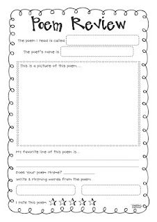 the poem review worksheet for students to practice their writing skills and read alouds