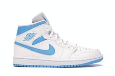 Jordan 1 Mid UNC (W) - BQ6472-114 Shoe Games, Air Jordan 1 Mid Unc, Jordan 1 Mid Unc, Red Sneakers Outfit, Drip Shoes, Shoe Goals, Fire Outfits, Retro Jordans, Sneaker Outfits Women