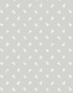 a gray and white wallpaper with small leaves on the bottom, in various sizes