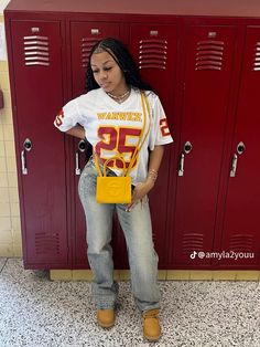 Women Timbs Outfit, Nba Games Outfits Black Women, Jersey And Timbs Outfit, Last First Day Of School Senior Year Outfits, Basketball Game Outfits Black Women, Florida Classic Weekend Outfits, Green And Brown Outfits For Women, Stem Outfits Black Women, Timberland Outfits Black Women