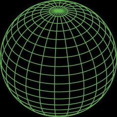 an image of a green globe with lines on the top and bottom, against a black background