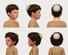 various views of a child's head with different hair styles