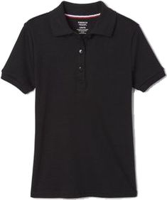 Preppy Black Cotton Top, Fitted Collared School Uniform Tops, Fitted Cotton Polo Shirt For School, Fitted Casual Polo Shirt For School, Fitted Short Sleeve Polo Shirt For School, Classic Fitted School T-shirt, Cotton Uniform Tops With Collar, Fitted Polo Shirt For School, Classic Cotton Polo Shirt For School