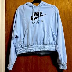 Brand New Baby Blue Medium Nike Hoodie. The Length Comes Up A Little Higher Than Normal Like A Slightly Cropped Hoodie. Never Worn Before Nike Baby Blue Sweatshirt, Black Nike Sweatshirt, Nike Cropped Hoodie, Funnel Neck Hoodie, Nike Crew Neck, Running Hoodie, Nike Crewneck, Vintage Sportswear, Nike Pullover