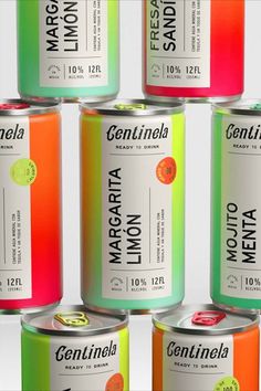 several cans of canned food are shown in this image with the words geninela on them