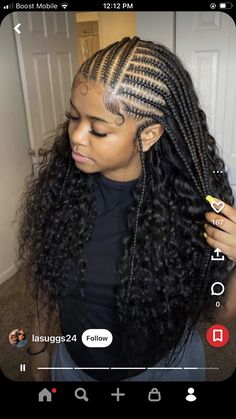 Braided Cornrow Hairstyles, Cute Box Braids Hairstyles, Pretty Braided Hairstyles, Braids With Curls, Girls Hairstyles Braids, Braids With Weave, Girls Braids, Cornrow Hairstyles, Braided Hairstyles For Black Women