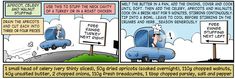 a comic strip with an image of a car driving down the road and another cartoon on it