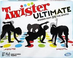 the board game twister ultimate features silhouettes of people dancing on a disco floor