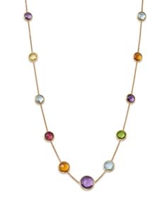 Marco Bicego 18K Yellow Gold Jaipur Multi Gemstone Necklace, 18 + 1.5 extender Multi Gemstone Necklace, Marco Bicego, Crown Jewels, Chain Ring, Gemstone Necklace, Jaipur, Pearl Necklace, Gold Rings, Jewelry Accessories