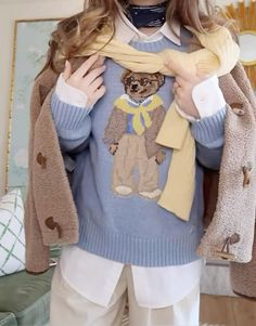 Ralph Lauren Polo Bear Outfit, Polo Bear Sweater Outfit Women, Polo Bear Aesthetic, Polo Ralph Lauren Cardigan, Ralph Lauren Bear Outfit, Ralph Lauren Bear Sweater Outfit, Polo Bear Ralph Lauren Outfit, Polo Bear Sweater Outfit, Polo Sweater Outfit Women