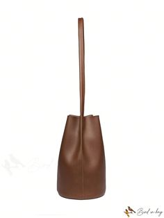 BirdinBag - Luxury Brown Litchi-Embossed PU Bucket Bag Handheld Faux Leather Bucket Bag For Travel, Faux Leather Handheld Bucket Bag For Office, Handheld Faux Leather Bucket Bag For Office, Office Bucket Bag With Removable Pouch, Handheld Bucket Bag With Removable Pouch For Office, Handheld Bucket Bag With Adjustable Strap For Office, Formal Handheld Brown Bucket Bag, Formal Handheld Hobo Bag With Large Capacity, Elegant Brown Pouch With Adjustable Strap