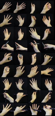 multiple images of hands holding something in each hand and touching it with their fingertipss