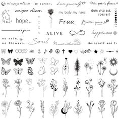 some flowers and words are drawn in black ink on white paper, with the word hope written