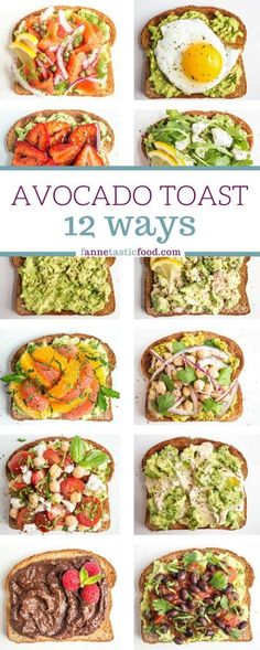 avocado toast with different toppings on it