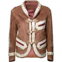 This tan, white and gold Gucci suede embroidered jacket is a head turning piece of design from Alessandro Michele's lauded Resort collection. Fully lined and showcasing mother of pearl embellishment, intricate embroidery and head-turning contrasting detailing on the front, this goat skin jacket will work with anything from a lace dress to a shirt and jeans, taking you seamlessly from day to night. Tan goatskin jacket. Cropped sleeves. Pearl embellishment. Contrasting embroidery. Bee embroidery o Gucci Jacket, Bee Embroidery, Embroidered Lace Dress, Velvet Coat, Valentino Black, Luxury Women Fashion, Cotton Embroidery, Embroidered Jacket, Faux Fur Collar