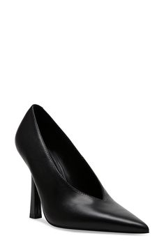 A V-cut topline adds contemporary dimension to a sleek leather pump framed by a pointy toe and tapered heel. 4 1/4" heel Leather upper/synthetic lining and sole Imported V Cut, V Cuts, Sedona, Leather Pumps, Women's Pumps, Steve Madden, Leather Upper, Black Leather, Nordstrom