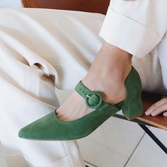 Step into elegant style with these Green Vegan Suede Pointed Toe Mary Jane Pumps. Featuring a comfortable block heel and classic design, they're perfect for any occasion. Color: Green Material: Vegan suede Heel Type: Block heel Heel height: 1.57" / 40 mm approx Product measurements were taken using size 8. Please note that measurements may vary by size. Toe: Pointed toe Handcrafted US sizing. Fits true to size. Suede Shoes Heels, Womans Shoes Pumps, Womens Block Heel Shoes, Block Heel Loafers, Women Footwear, Chunky Heel Pumps, Designer Pumps, Suede Block Heels, Mary Jane Pumps