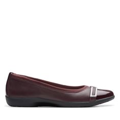 PRICES MAY VARY. Premium wine leather upper with patent toe cap Slip-on profile offers easy on/off Smooth, soft textile upper lining Super-soft foam footbed delivers lasting cushioning Breathable microfiber footbed lining Grippy, flexible TR (thermoplastic rubber) outsole Premium Wine, Clarks Women's, Soft Textiles, Ballet Flat, On Off, Ballet Flats, Leather Upper, Ballet, Slip On