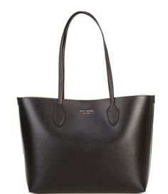 From kate spade new york&#x2C; the Bleecker Large Tote Bag features:Saffiano leatherLinedSnap closureGold-tone hardwareInterior: Zip pocketsApprox.: 13.5" x 13.8" x 5.3" Handle drop: 11" LImported. Kate Spade School Bag, Cute Handbags For School, Uni Bag, Wishlist 2024, Handbags For School, Pocket Books, Kate Spade Totes, Perfect Handbag, Kate Spade Tote Bag