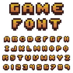 an old school pixel font and numbers set in the style of 8 bit video games