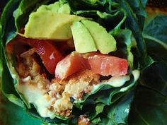 a lettuce wrap filled with meat and avocado