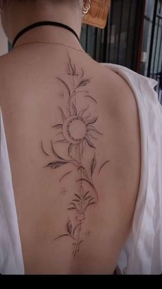 the back of a woman's shoulder with flowers on it