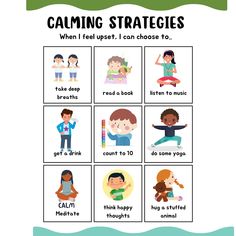 a poster with the words calming strategy for children to learn how to use it