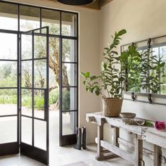 simple design steel french single door with two sidelights and transom Winery Style Homes, Modern Farmhouse Sunroom, Iron Entry Doors, Country Aesthetic, Sunroom Decorating, French Doors Patio, California Wine, Prayer Room, Indoor Outdoor Living