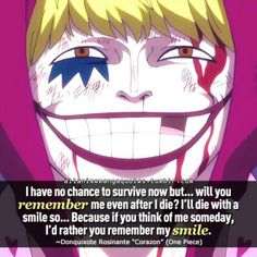 an anime character with yellow hair and blue eyes has a quote from the movie, i have no chance to survive now