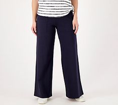 With a trendy wide-leg design and flattering tummy control, these comfy pants make really great fashion really cozy. From Women with Control®. Petite Leggings, Tummy Slimmer, Bell Pants, Ruffle Pants, Great Fashion, Petite Pants, Comfy Pants, Slim Leg Pants, Leg Design