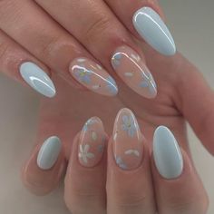 Nail Art For Girls, Cute Simple Nails, Nails Tips, Simple Gel Nails, Blue Nail, Short Acrylic Nails Designs